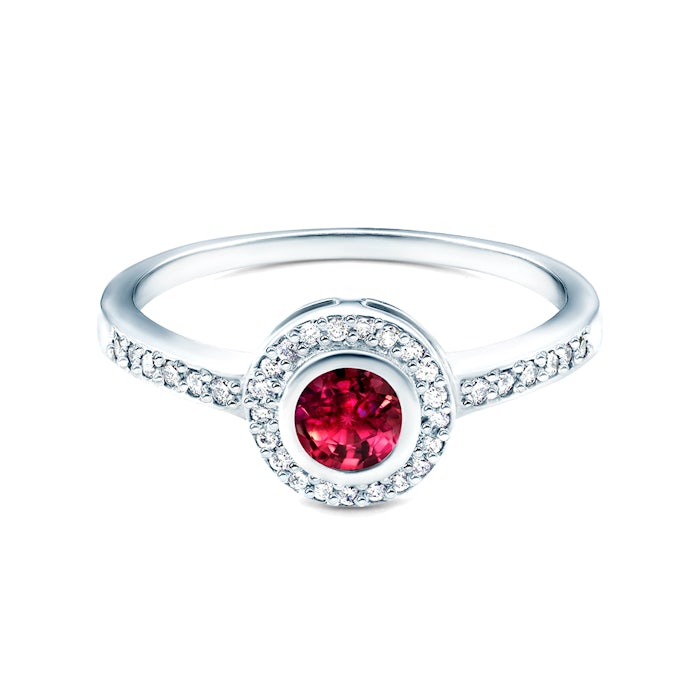 Inel de logodnă SAVICKI: aur alb, rubin
