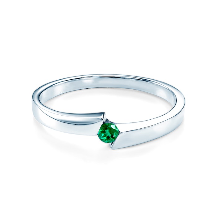 Minimalism eljegyzési gyűrű: fehérarany és smaragd