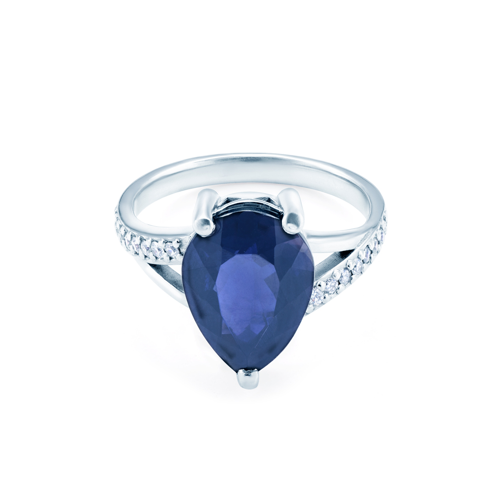 Ring SAVICKI: Weißgold, Blauer Saphir