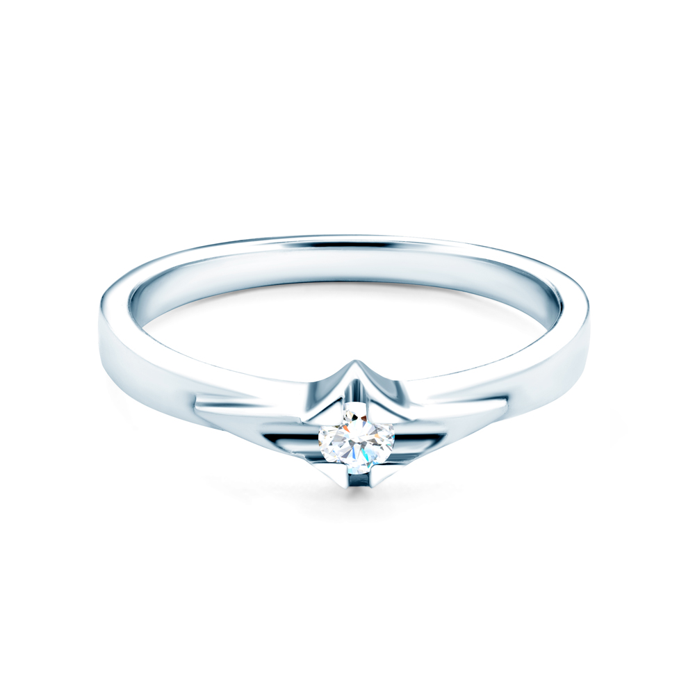 Zaručnički prsten SAVICKI: bijelo zlato, dijamant