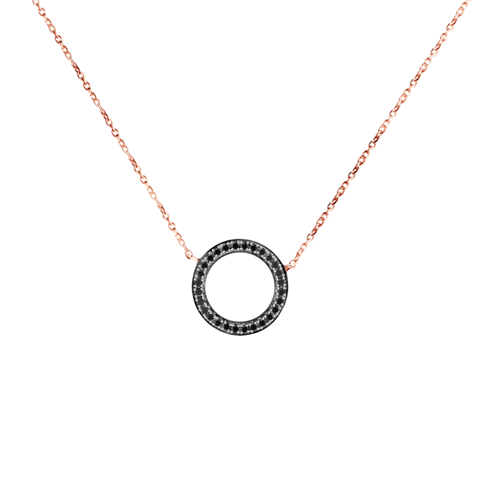 SAVICKI körös nyaklánc: rózsaarany és fekete gyémántok