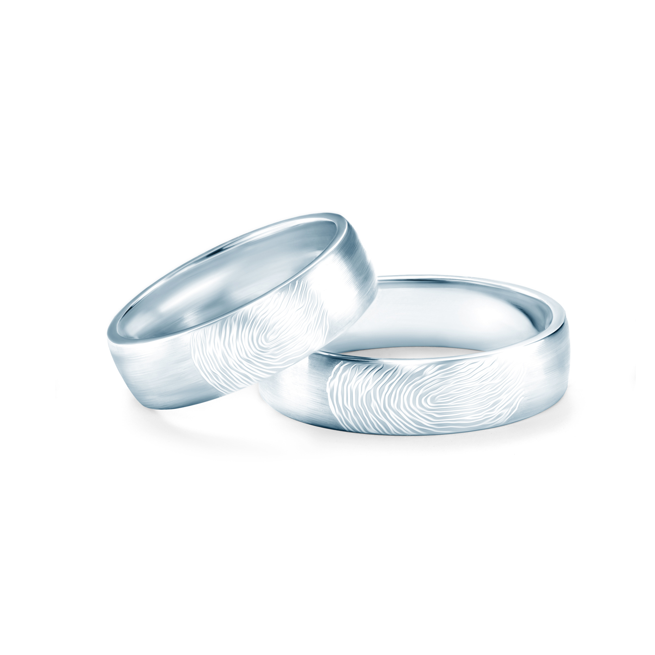 Весільні обручки з відбитком пальця: біле золото, напівкруглі, 5 мм 