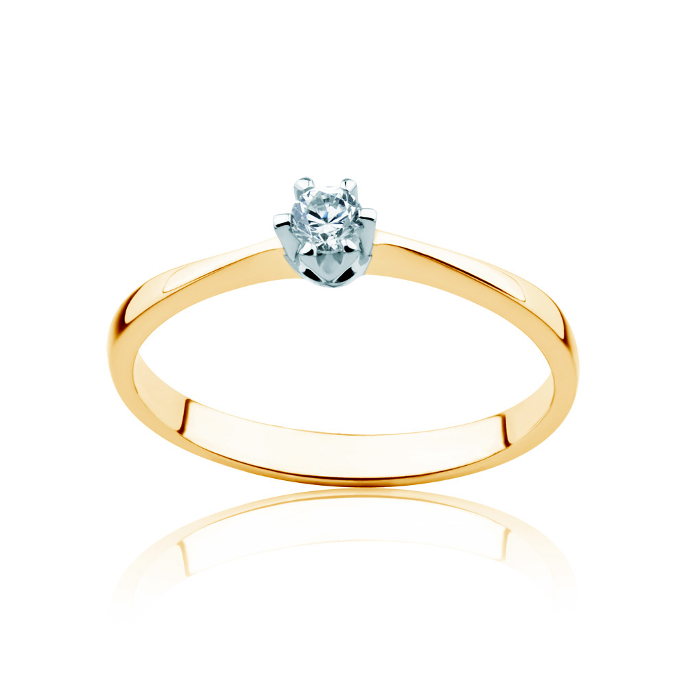 Inel de logodnă Triumph of Love: aur bicolor, cu safir alb