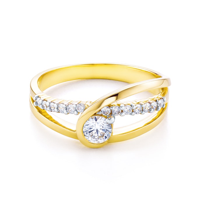 SAVICKI gyűrű: kétszínű arany cirkóniával