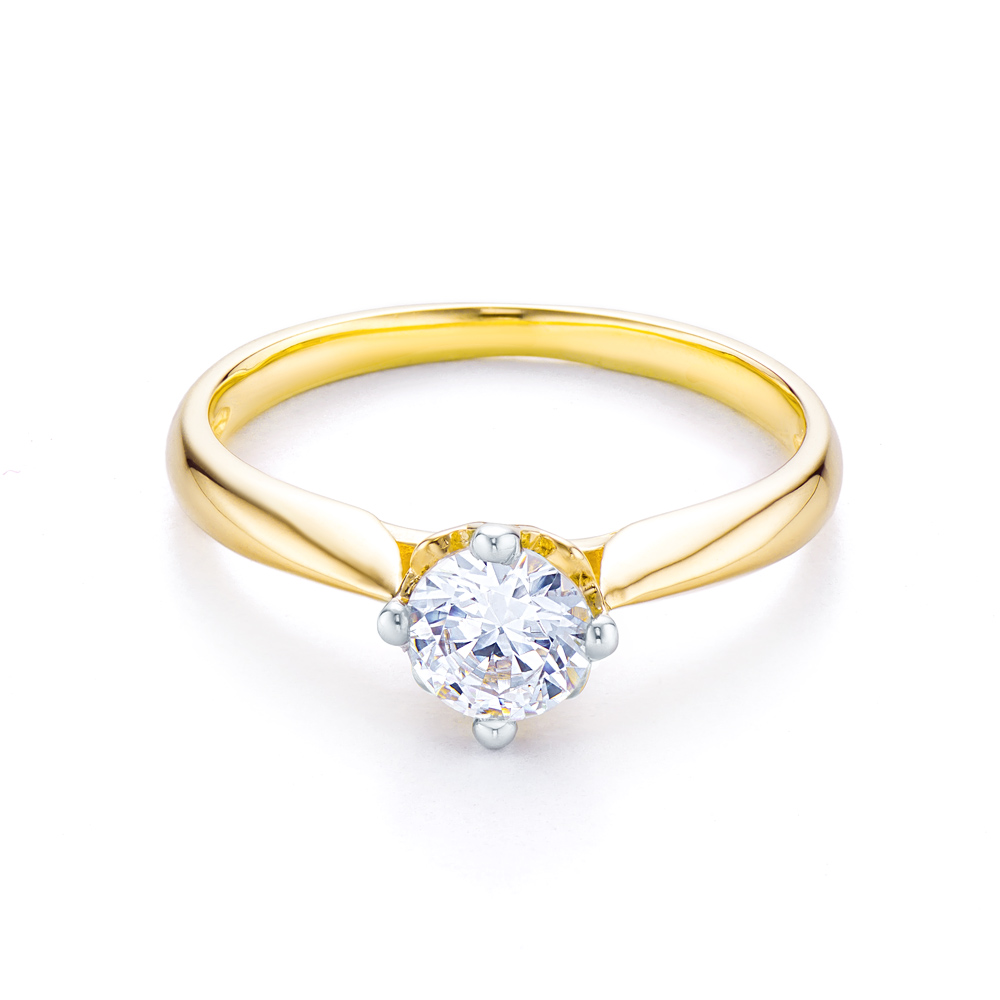 Δαχτυλίδι αρραβώνων μονόπετρο: δίχρωμος χρυσός, κυβικό ζιρκόνιο