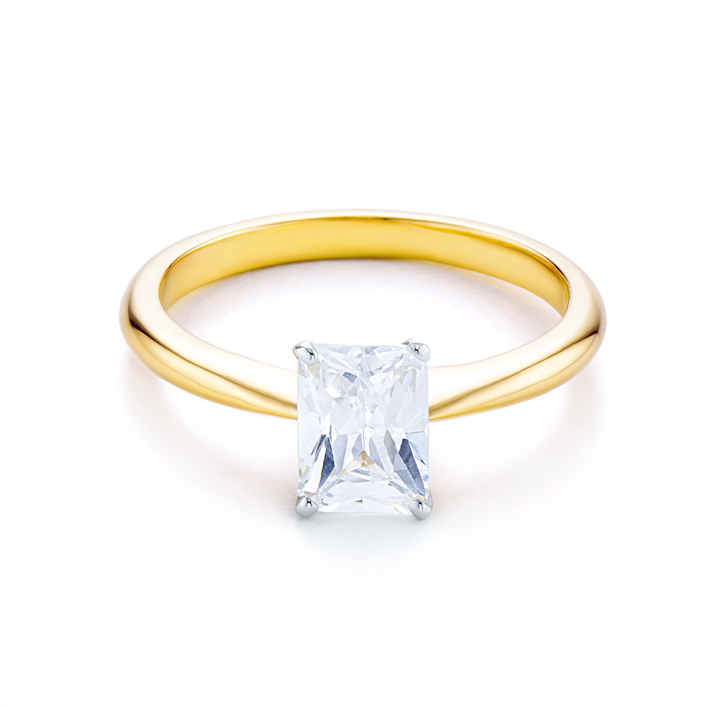 Каблучка для заручин SAVICKI: двоколірне золото, з цирконієм