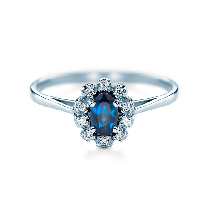 SAVICKI eljegyzési gyűrű: fehérarany kék zafírral