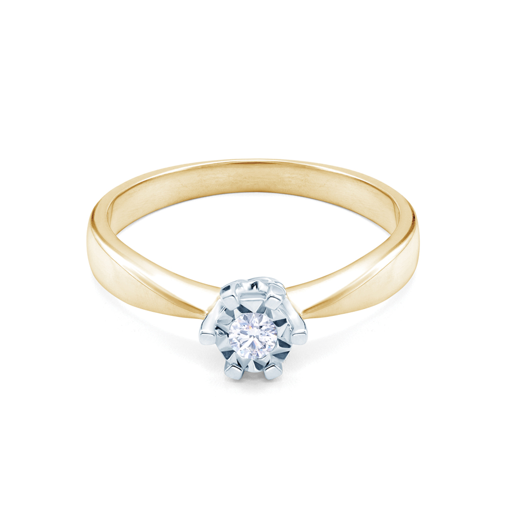 Inel de logodnă SAVICKI: aur bicolor, diamant