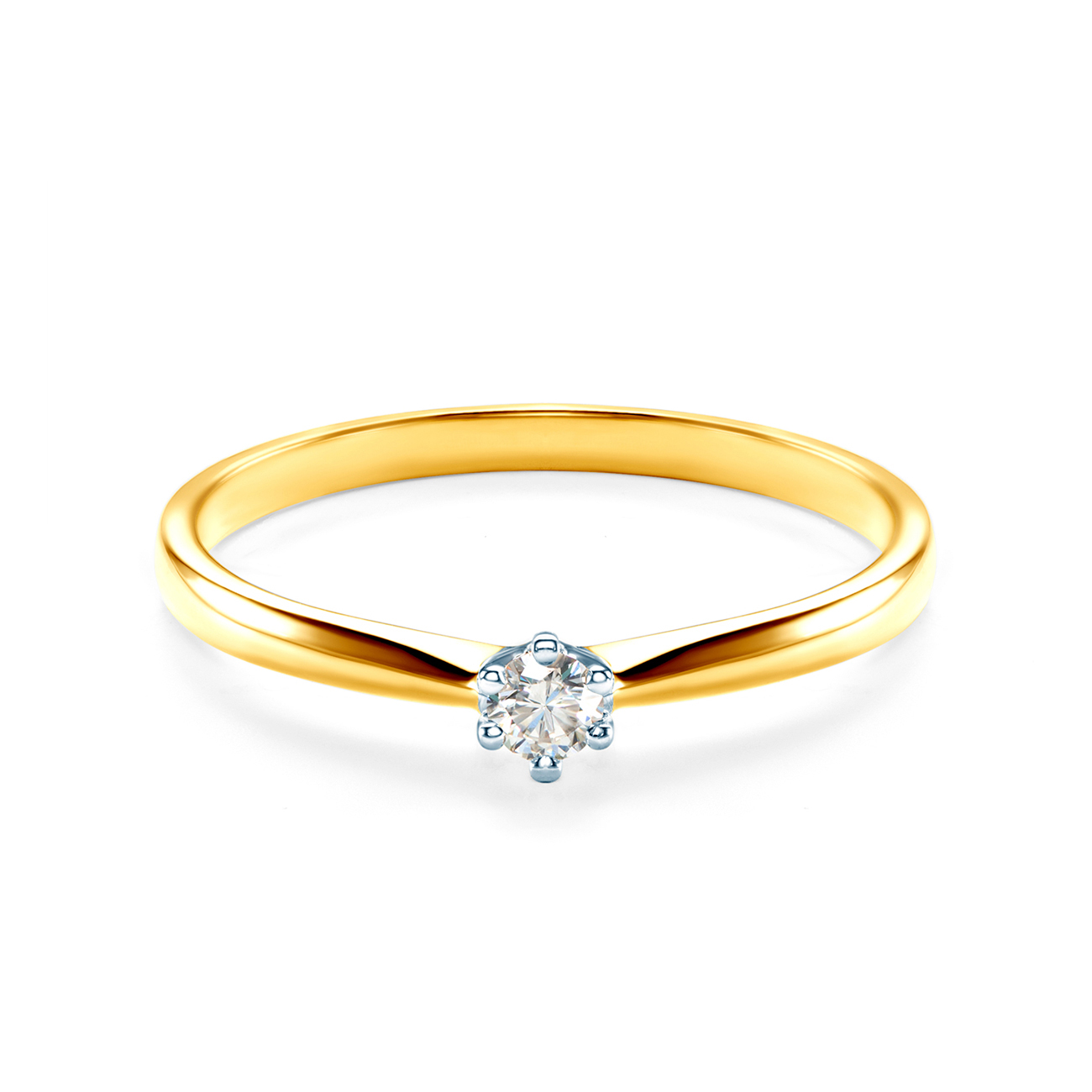 Solitaire Engagement Ring: two color gold, diamond