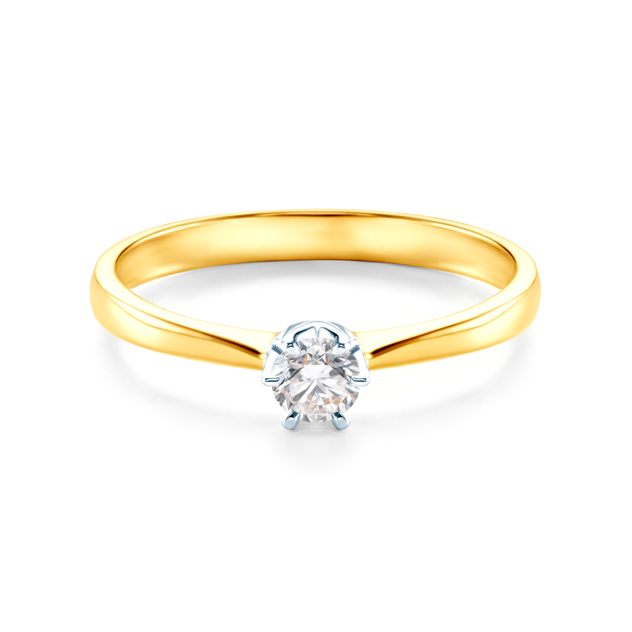 Δαχτυλίδι αρραβώνων μονόπετρο: δίχρωμος χρυσός, διαμάντι