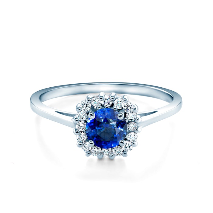 SAVICKI eljegyzési gyűrű: fehérarany kék zafírral