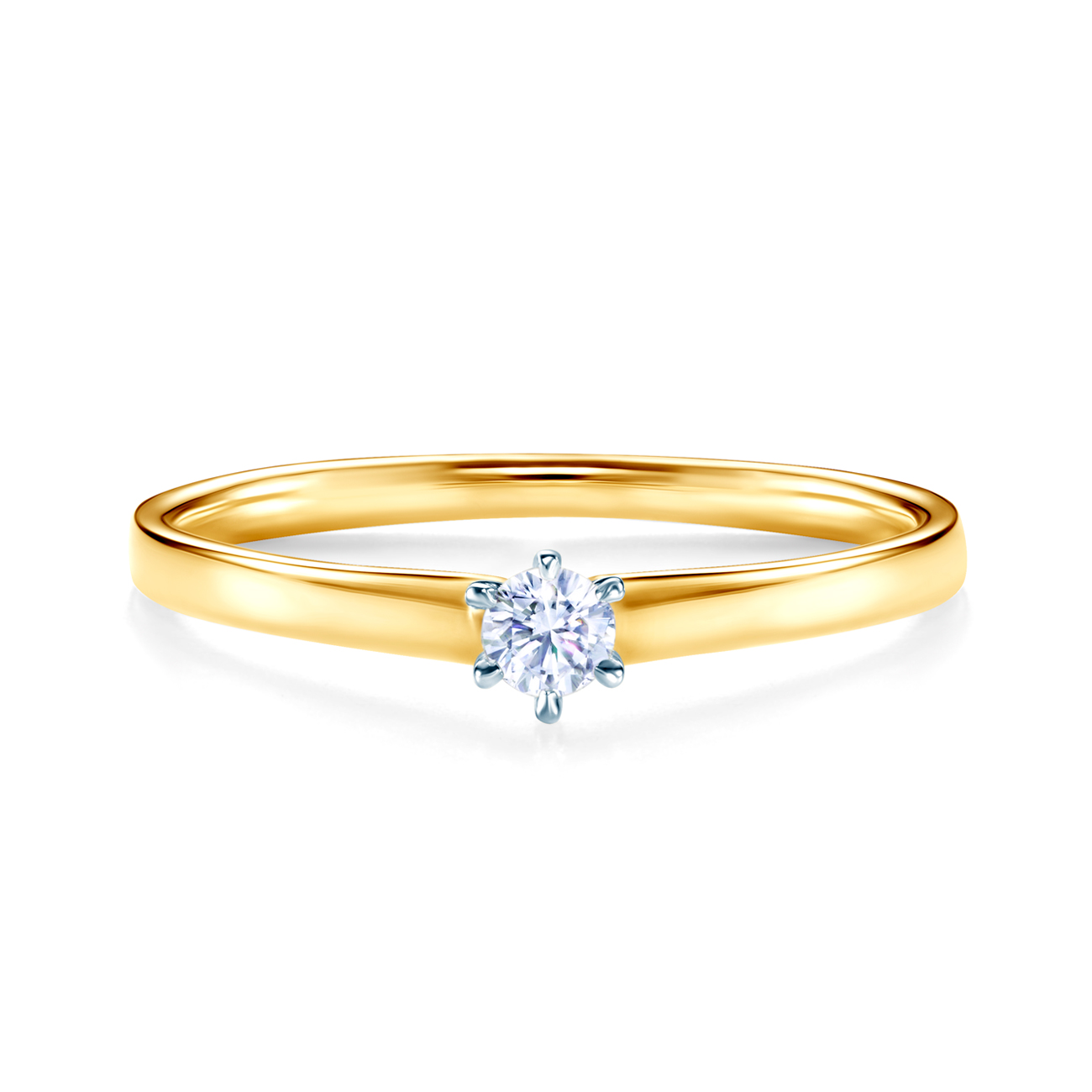 Каблучка для заручин Savicki: двоколірне золото, діамант