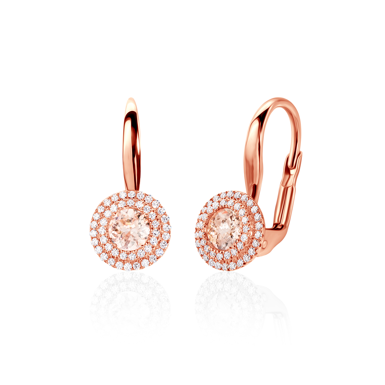 Cercei SAVICKI: aur roz, morganite, diamante