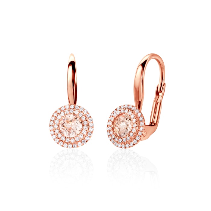 SAVICKI fülbevaló: rózsaarany, morganitok és gyémántok