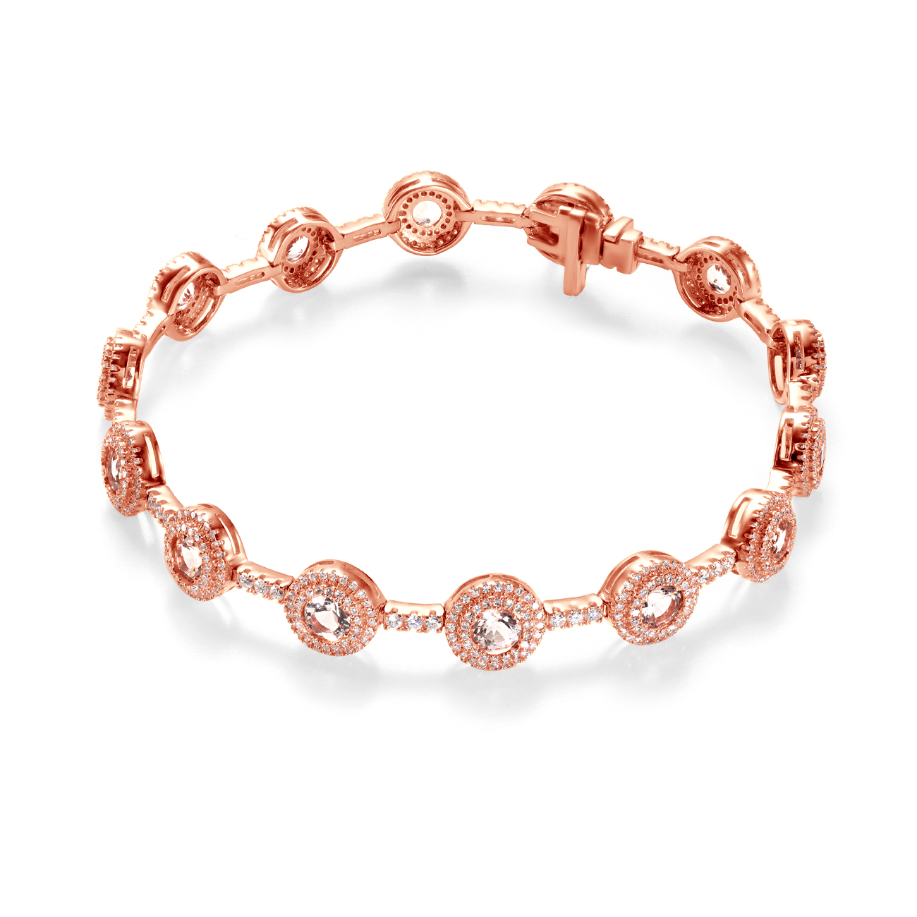 Βραχιόλι SAVICKI: ροζ χρυσός, μοργανίτες