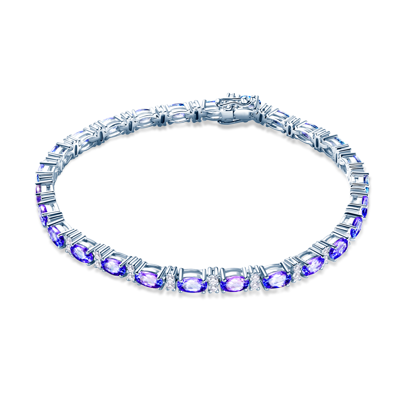 Βραχιόλι SAVICKI: λευκός χρυσός, τανζανίτες, διαμάντια