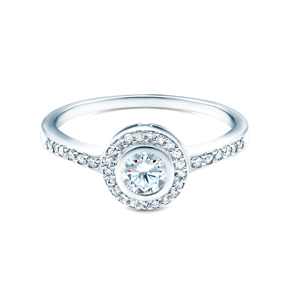 Zaručnički prsten SAVICKI: bijelo zlato, bijeli safir