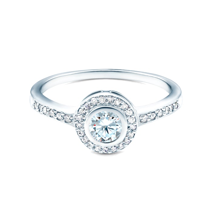 SAVICKI eljegyzési gyűrű: fehérarany fehér zafírral