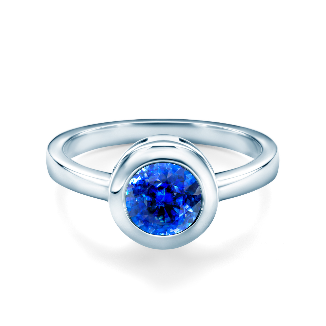 Inel de logodnă SAVICKI: aur alb, safir albastru