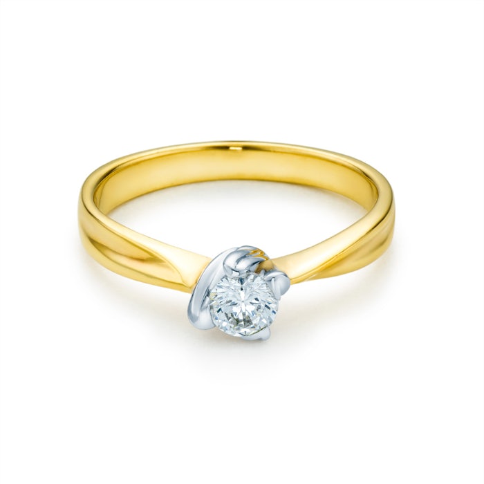 Inel de logodnă SAVICKI: aur bicolor, cu diamant