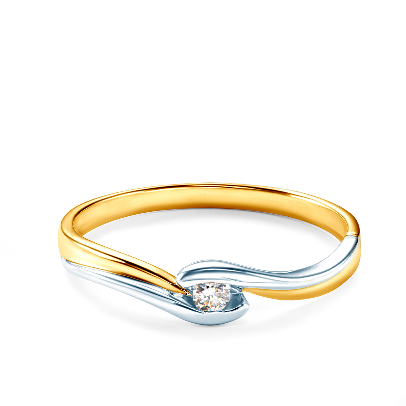 Tension Engagement Ring: two color gold, diamond