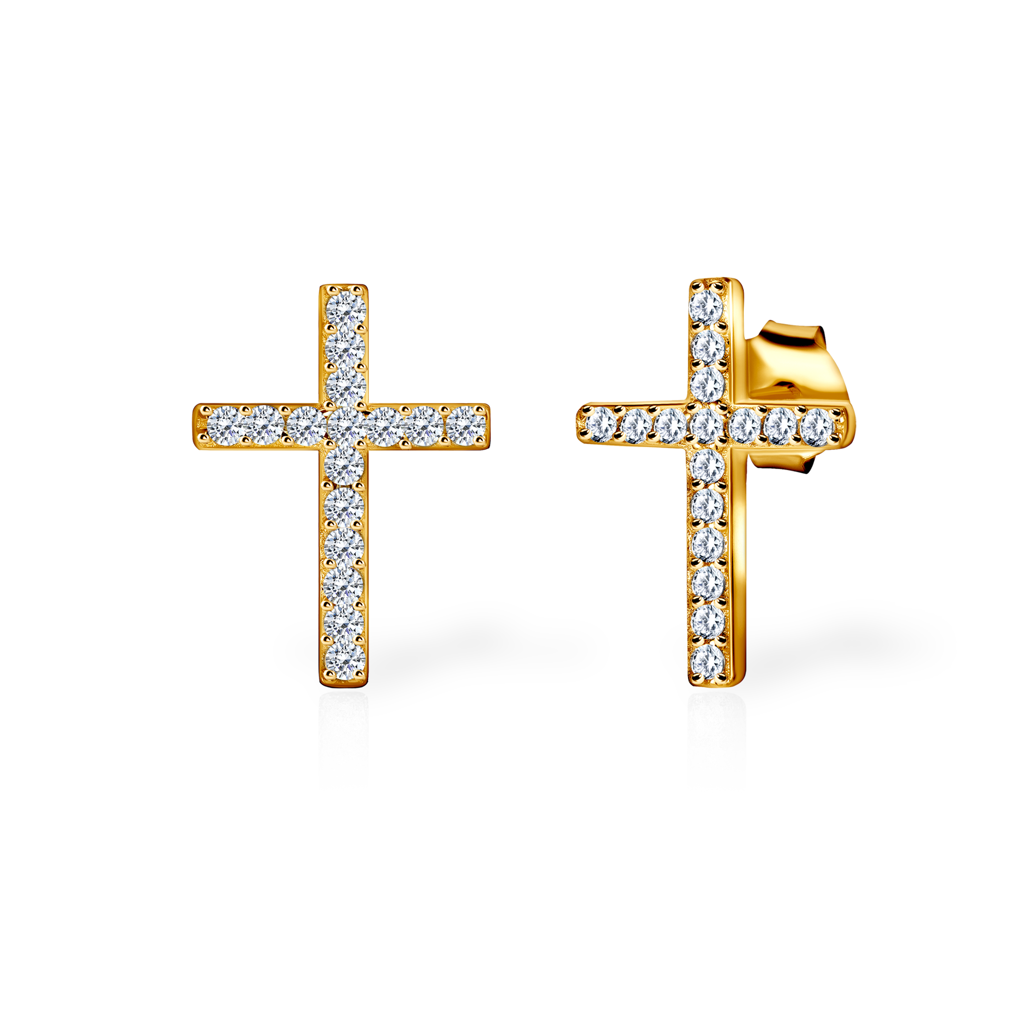 Naušnice križić Savicki: pozlaćeno srebro, cirkoniji