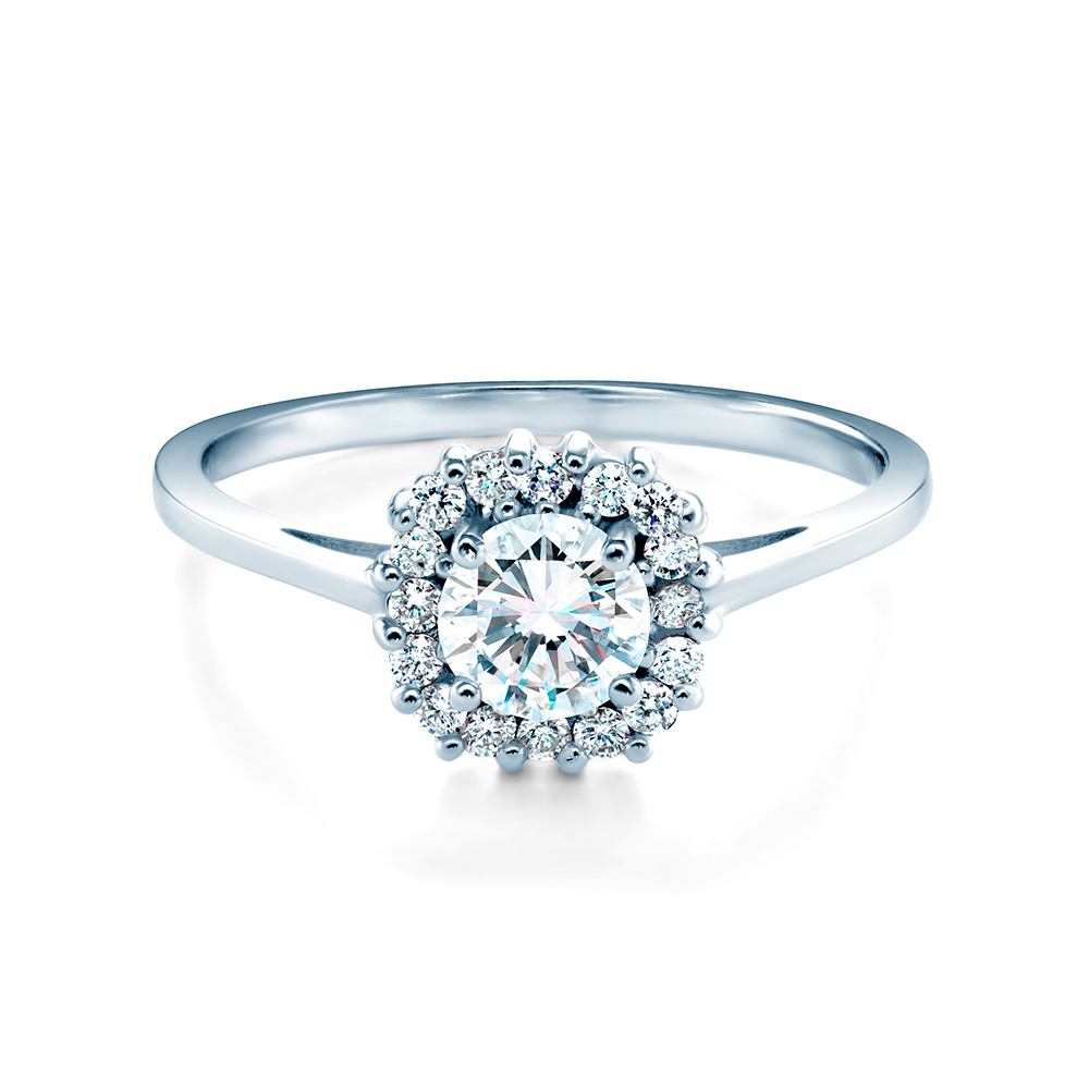 Inel de logodnă SAVICKI: aur alb, safir alb