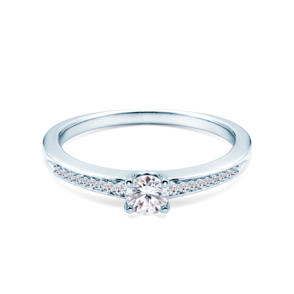 Side-Stone Engagement Ring: white gold, diamonds