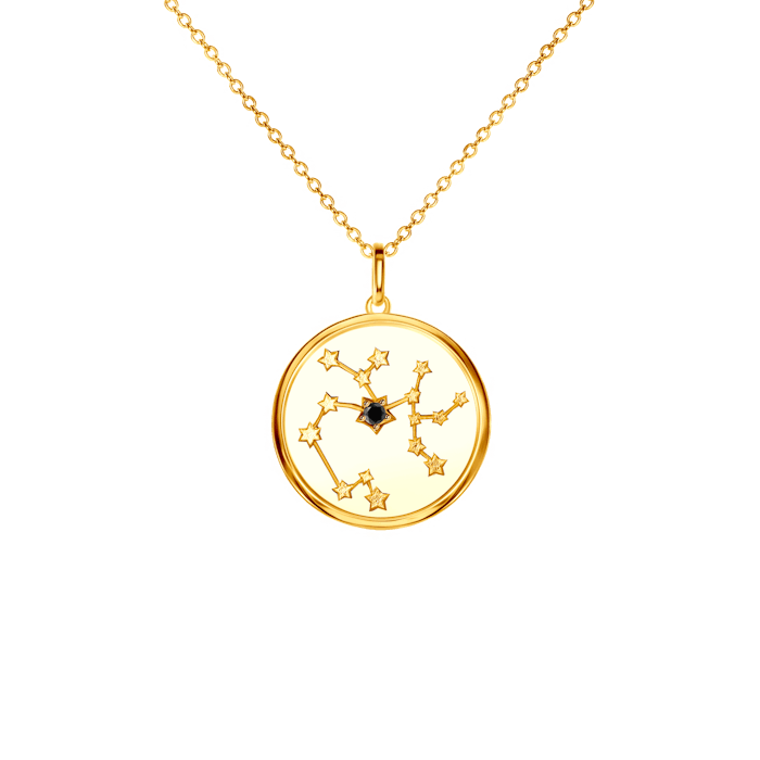 SAVICKI csillagjegyes nyaklánc - Nyilas: aranyozott ezüst fekete gyémánttal