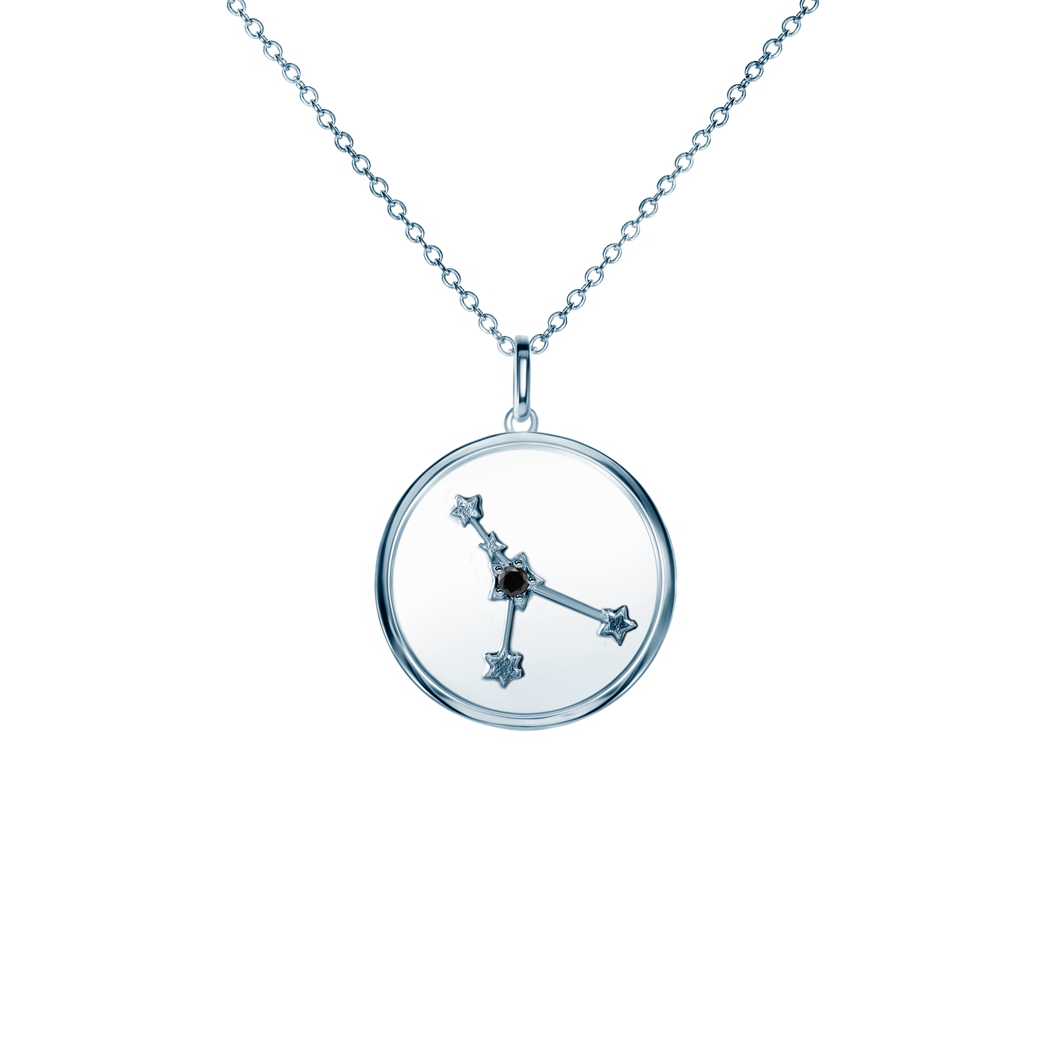 Naszyjnik znak zodiaku rak Savicki: srebrny, czarny diament