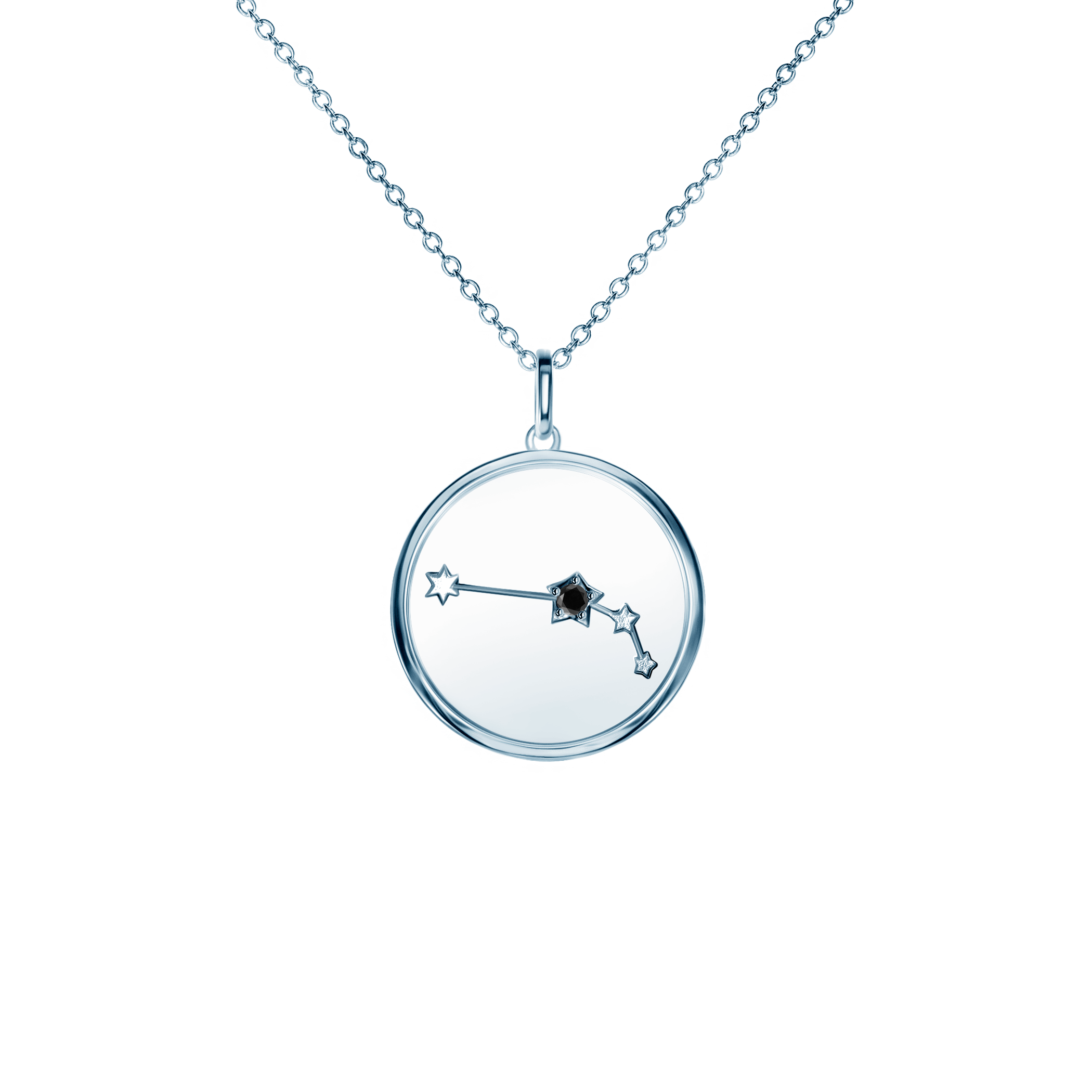 Зодиакална колие SAVICKI. Овен: сребърен. черен диамант