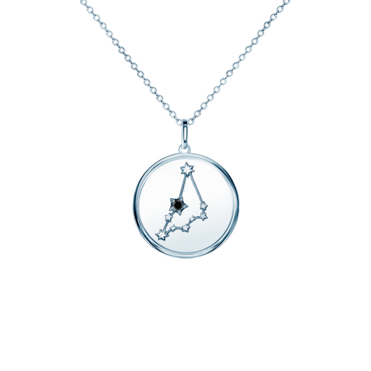 Naszyjnik znak zodiaku koziorożec Savicki: srebrny, czarny diament