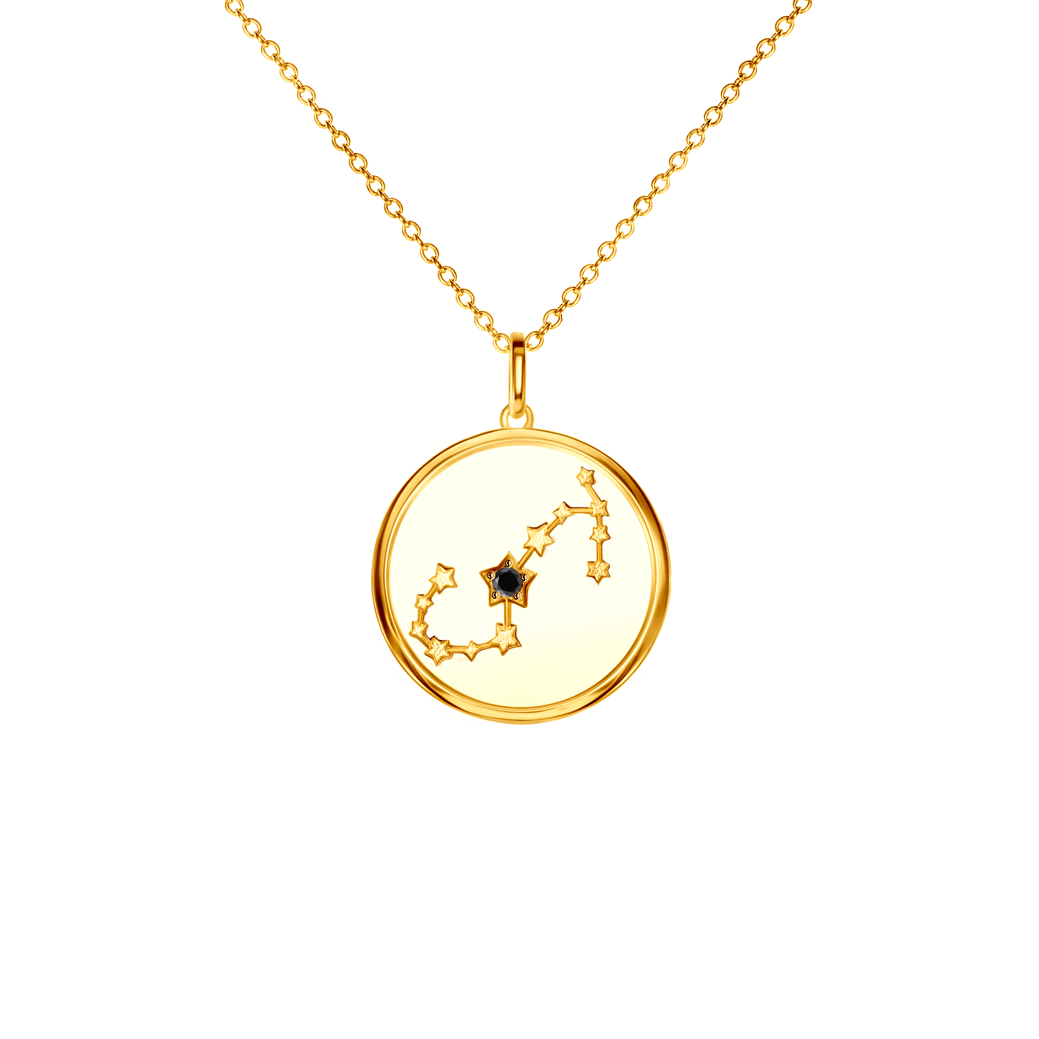 Colier zodia Scorpion: argint placat cu aur, diamant negru