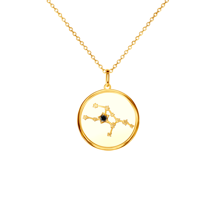 SAVICKI csillagjegyes nyaklánc - Szűz: aranyozott ezüst fekete gyémánttal