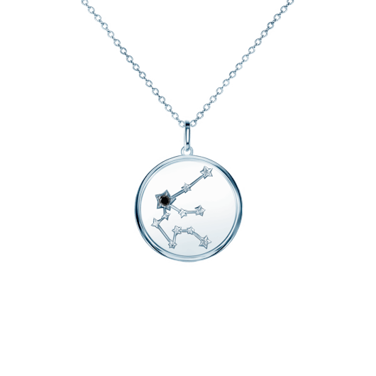 Naszyjnik znak zodiaku wodnik Savicki: srebrny, czarny diament