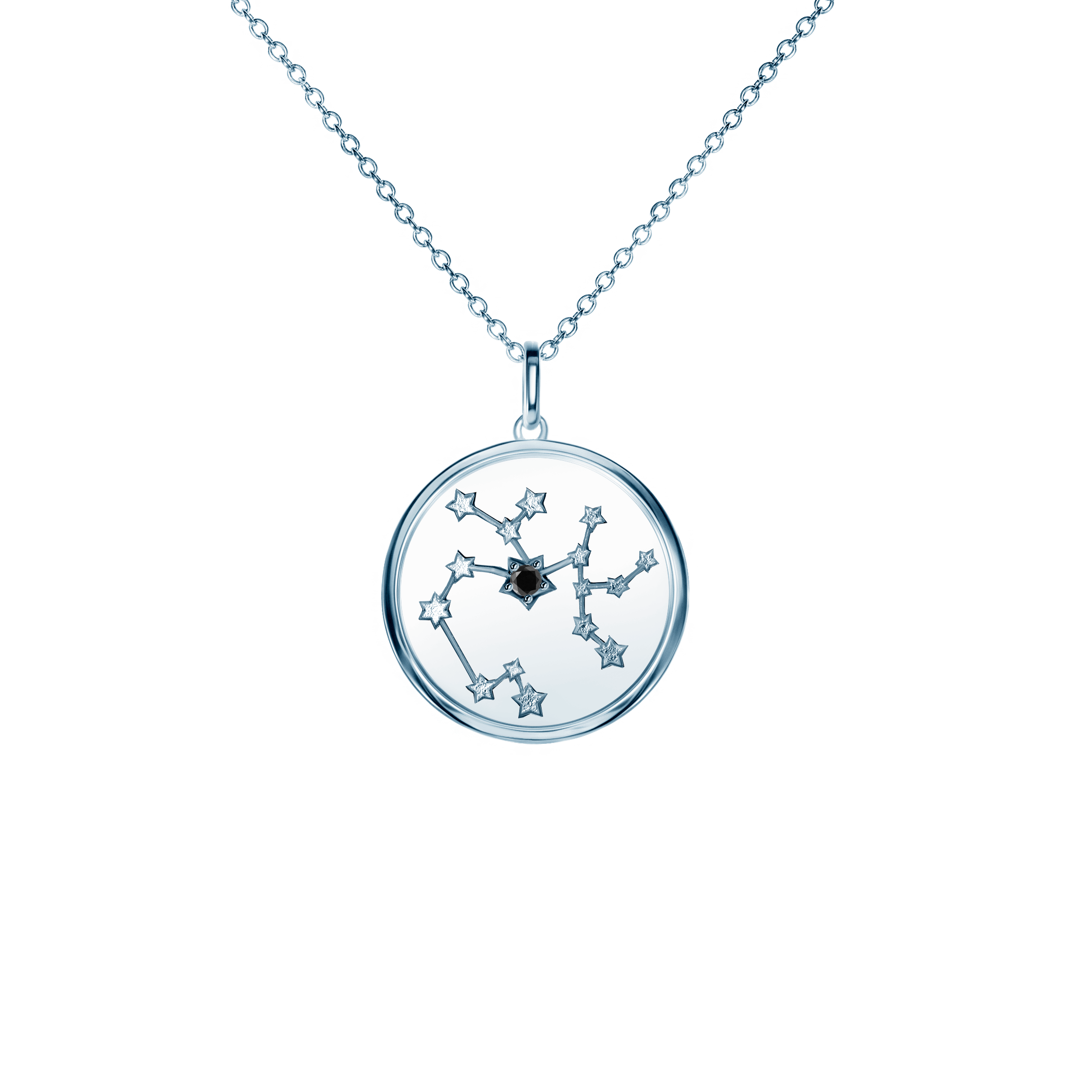 SAVICKI Zodiac Sign necklace, Sagittarius : silver, black diamond