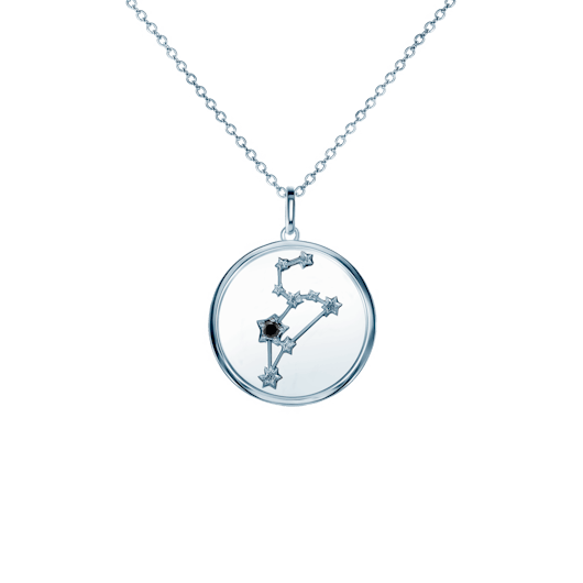 Naszyjnik znak zodiaku lew Savicki: srebrny, czarny diament