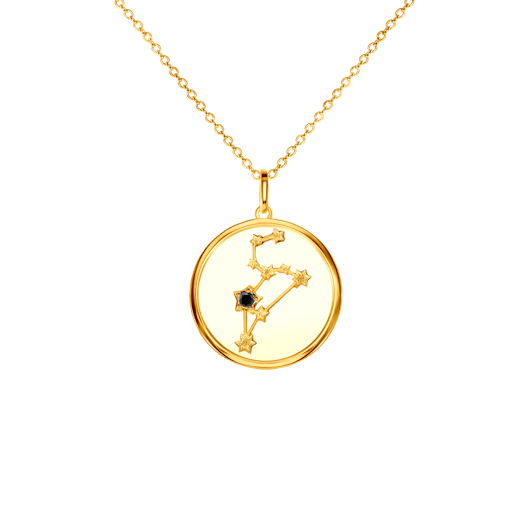 Naszyjnik znak zodiaku lew Savicki: srebrny pozłacany, czarny diament