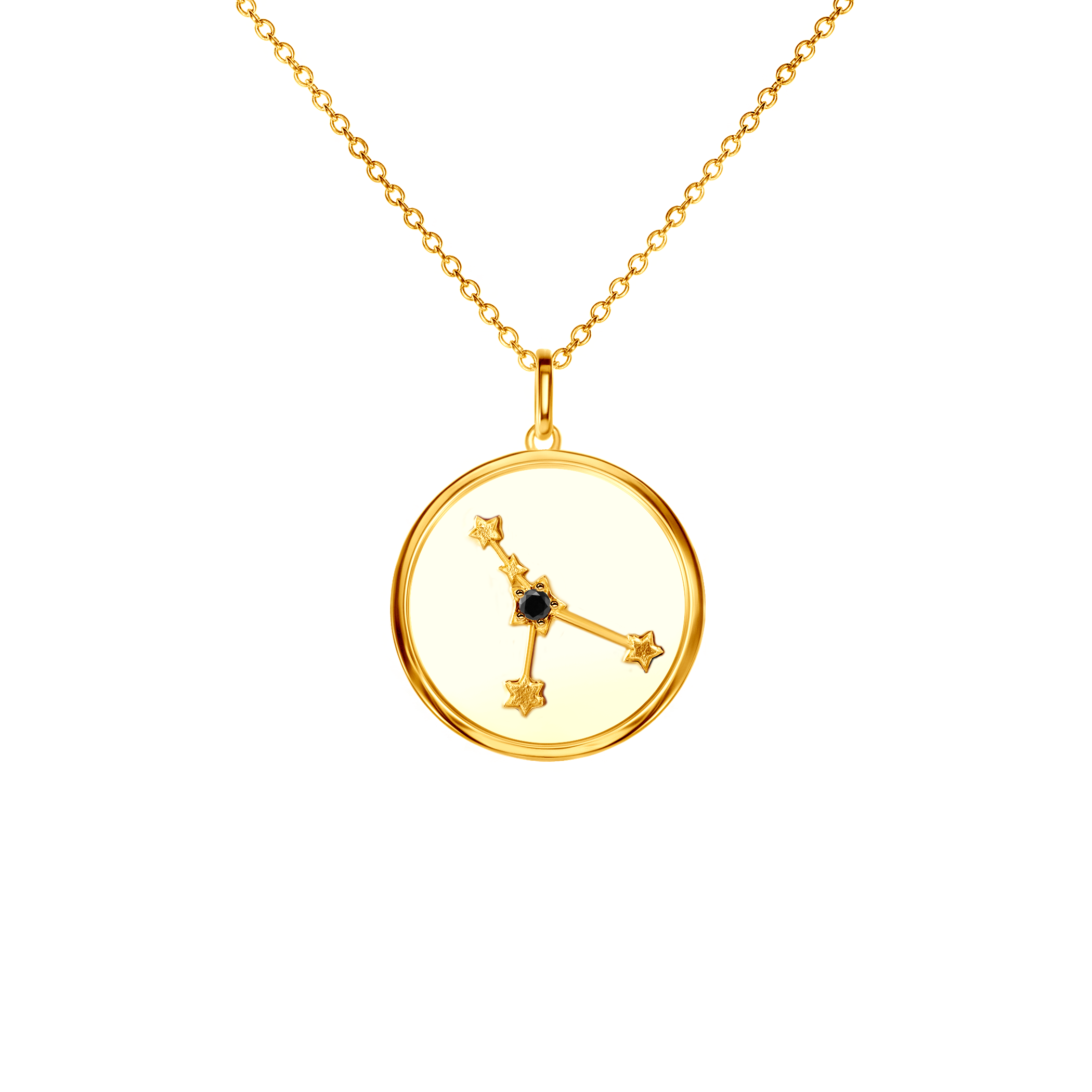 Зодиакална колие SAVICKI. Рак: позлатено сребро. черен диамант