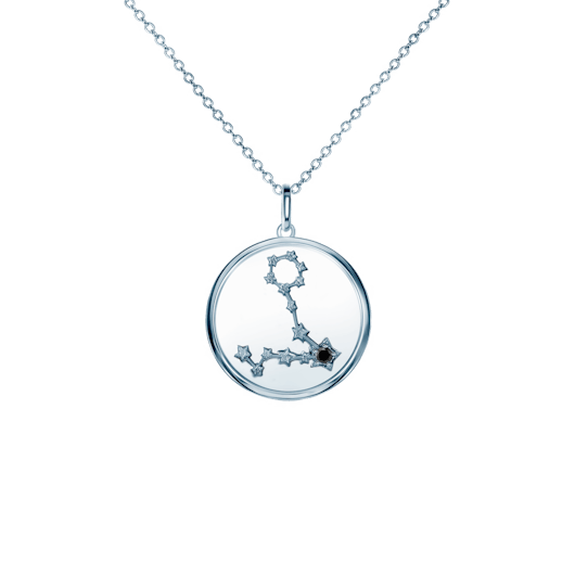 Naszyjnik znak zodiaku ryby Savicki: srebrny, czarny diament