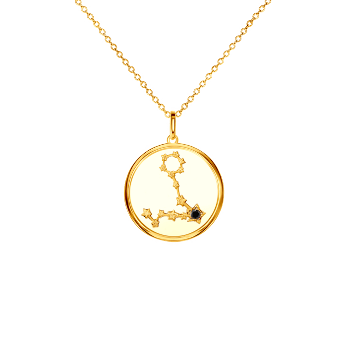 SAVICKI csillagjegyes nyaklánc - Halak: aranyozott ezüst fekete gyémánttal