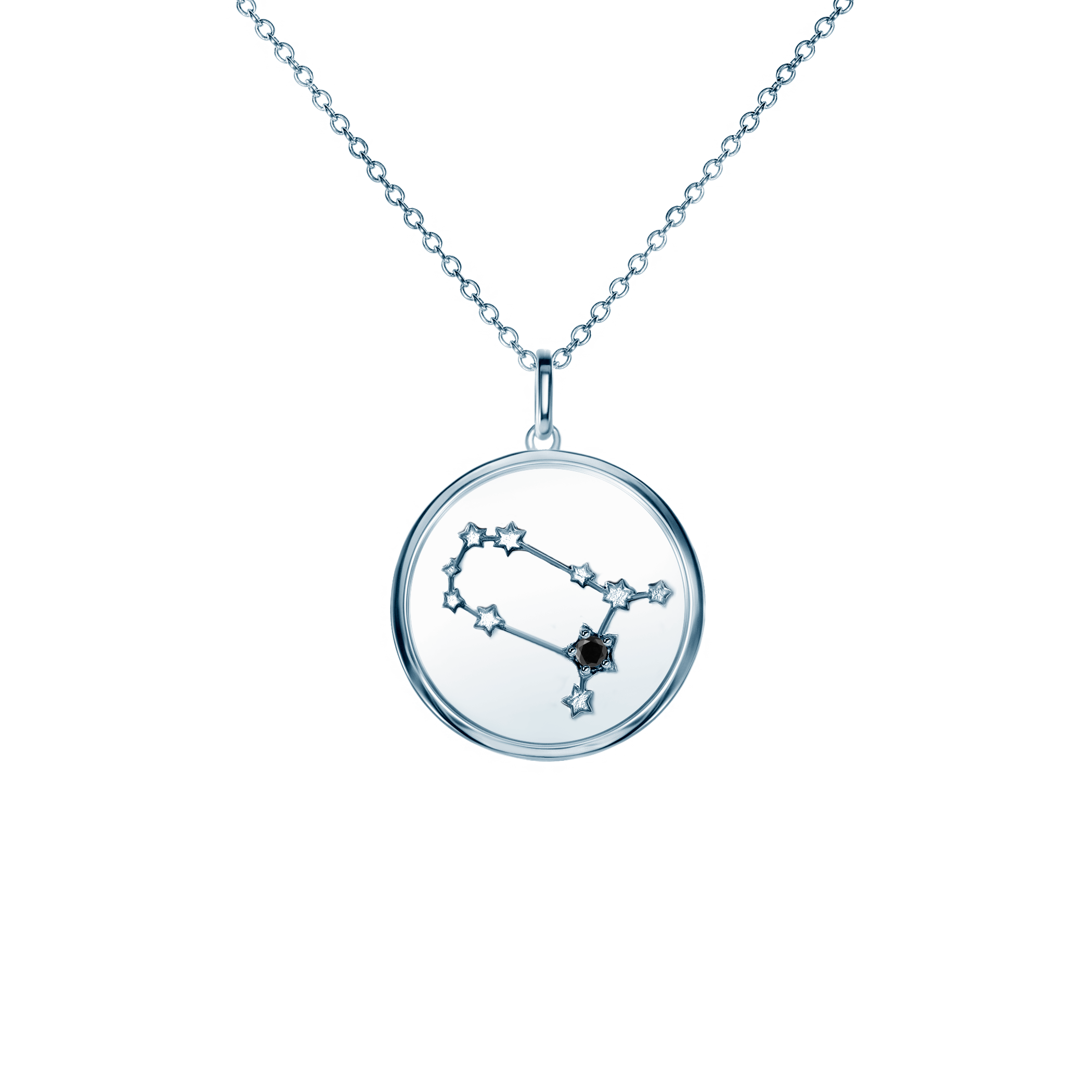 SAVICKI ogrlica s horoskopskim znakom, Blizanci : srebro, crni dijamant