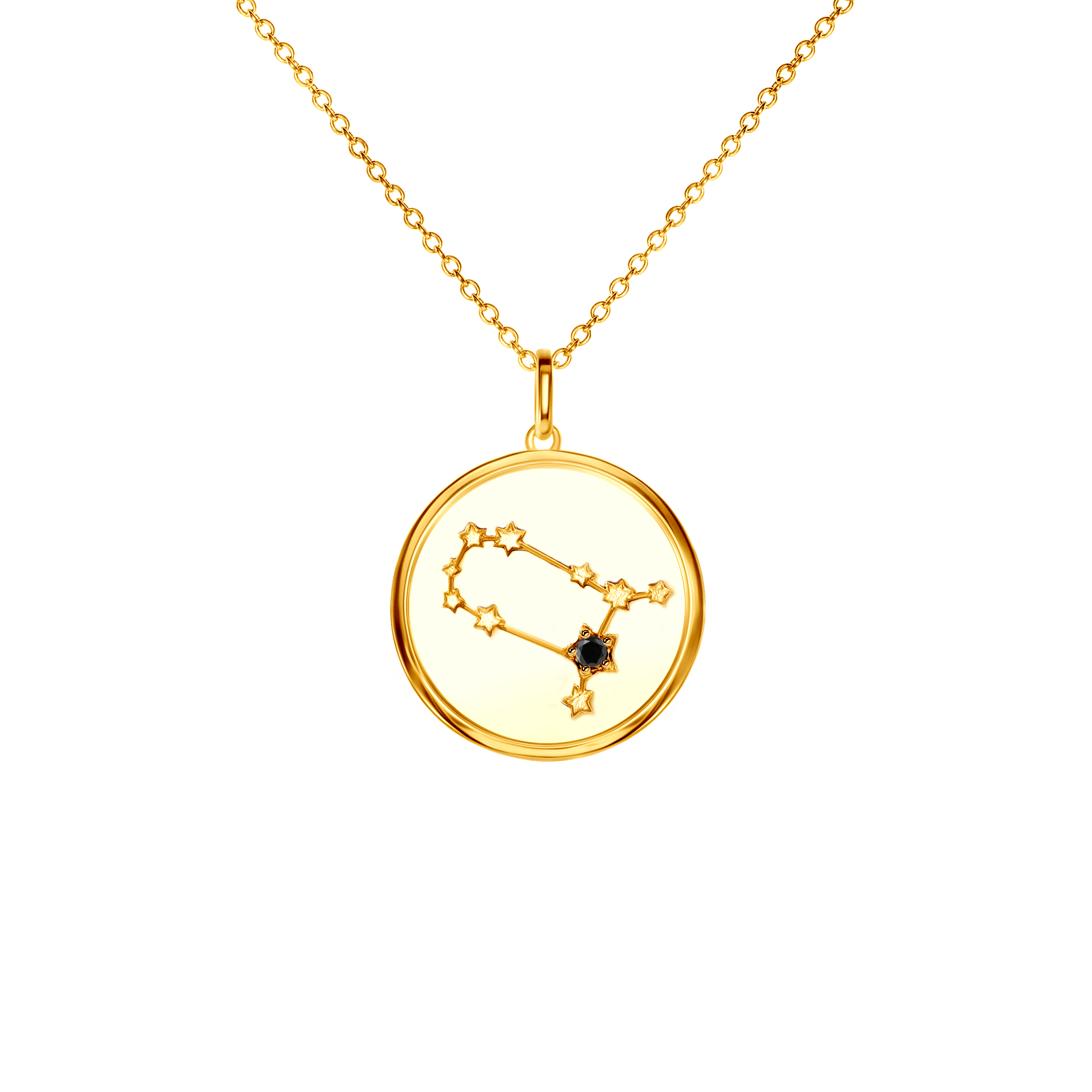 Ogrlica horoskopski znak blizanci Savicki: pozlaćeno srebro, crni dijamant