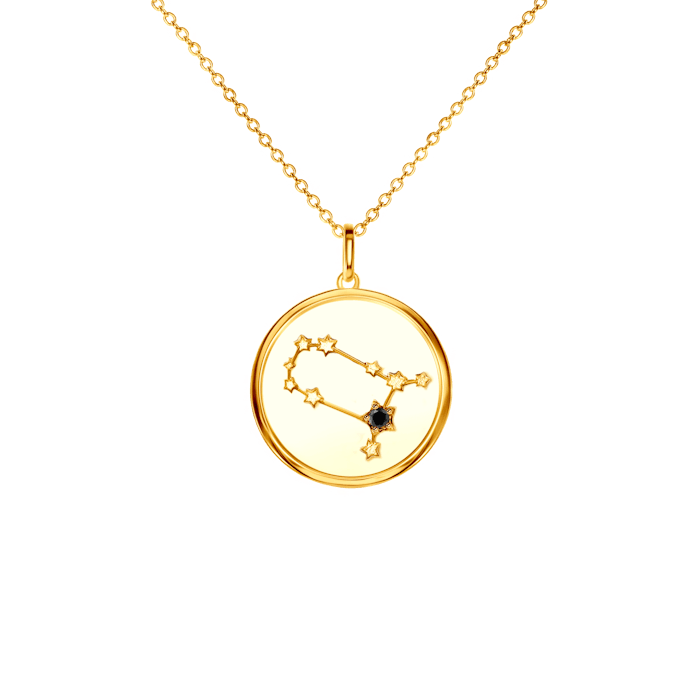 SAVICKI csillagjegyes nyaklánc - Ikrek: aranyozott ezüst fekete gyémánttal
