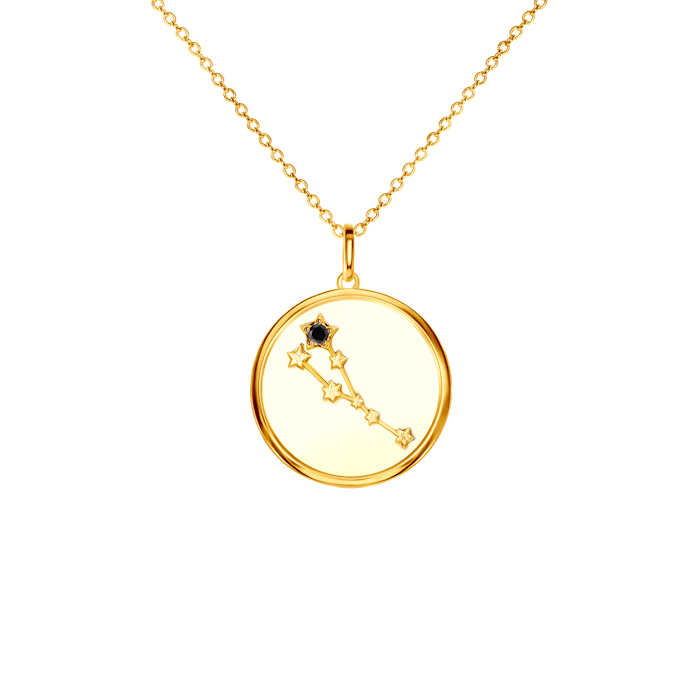 SAVICKI csillagjegyes nyaklánc - Bika: aranyozott ezüst fekete gyémánttal