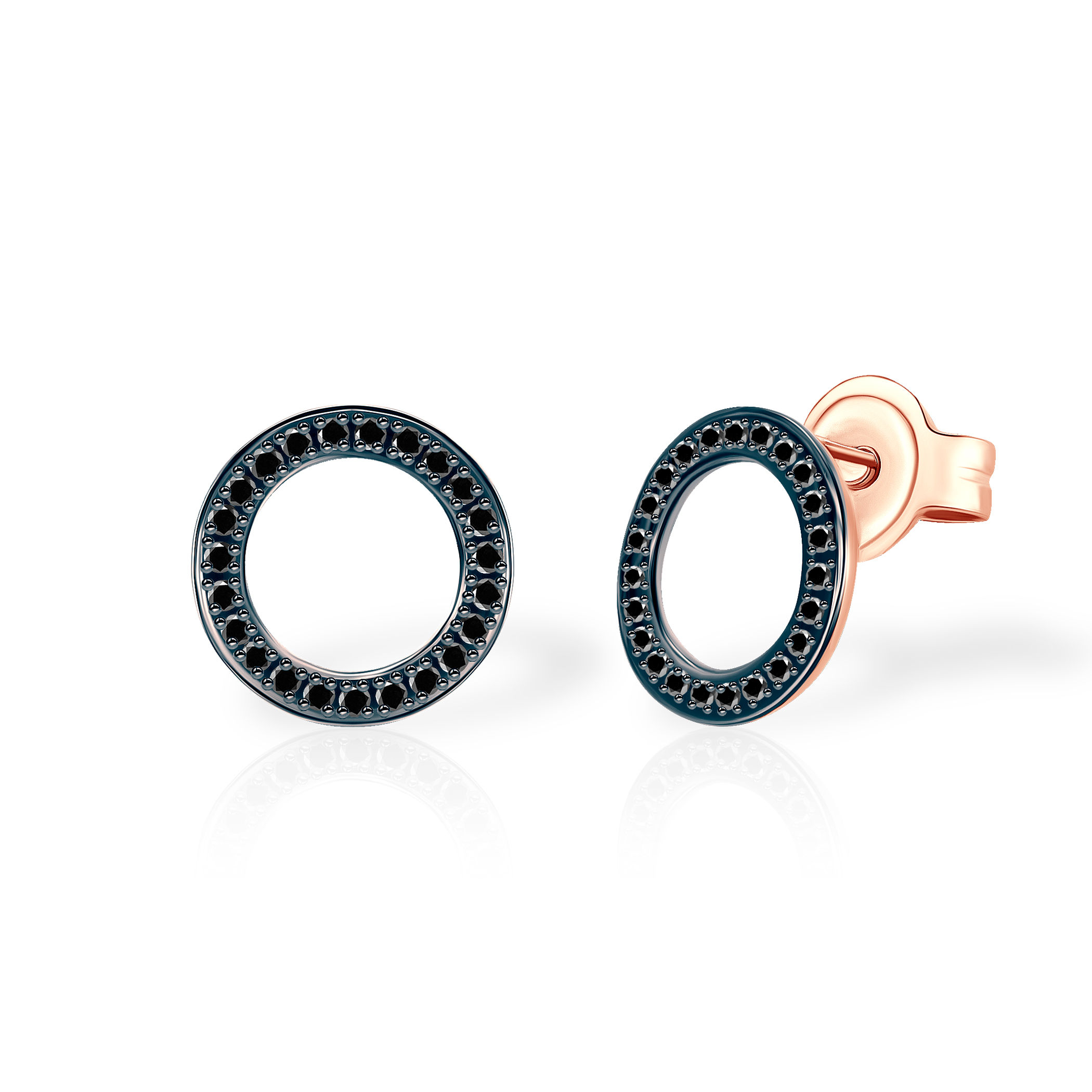 Σκουλαρίκια SAVICKI με Κύκλο: ροζ χρυσός, διαμάντια