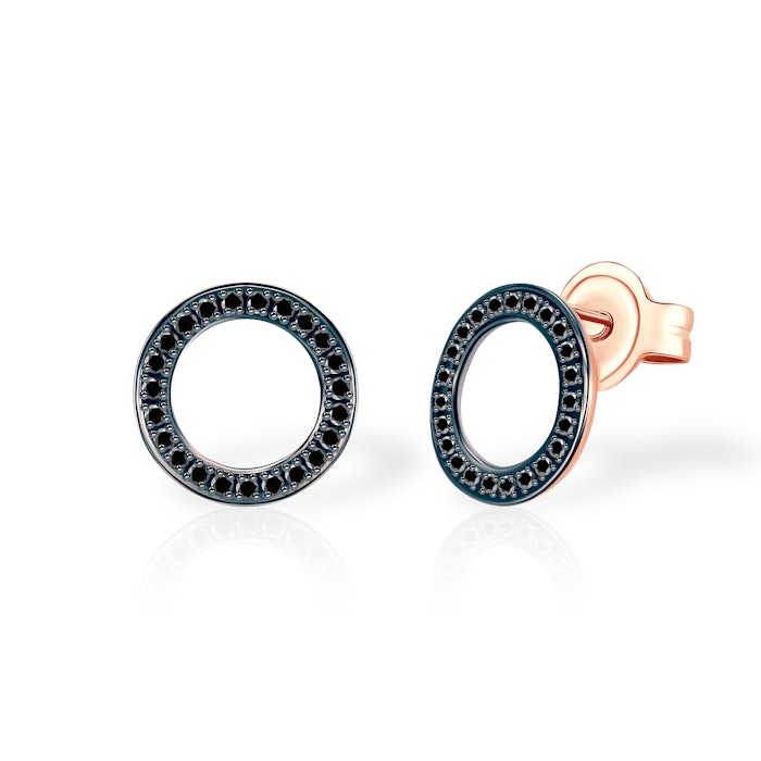 SAVICKI karikás fülbevaló: rózsaarany fekete gyémántokkal