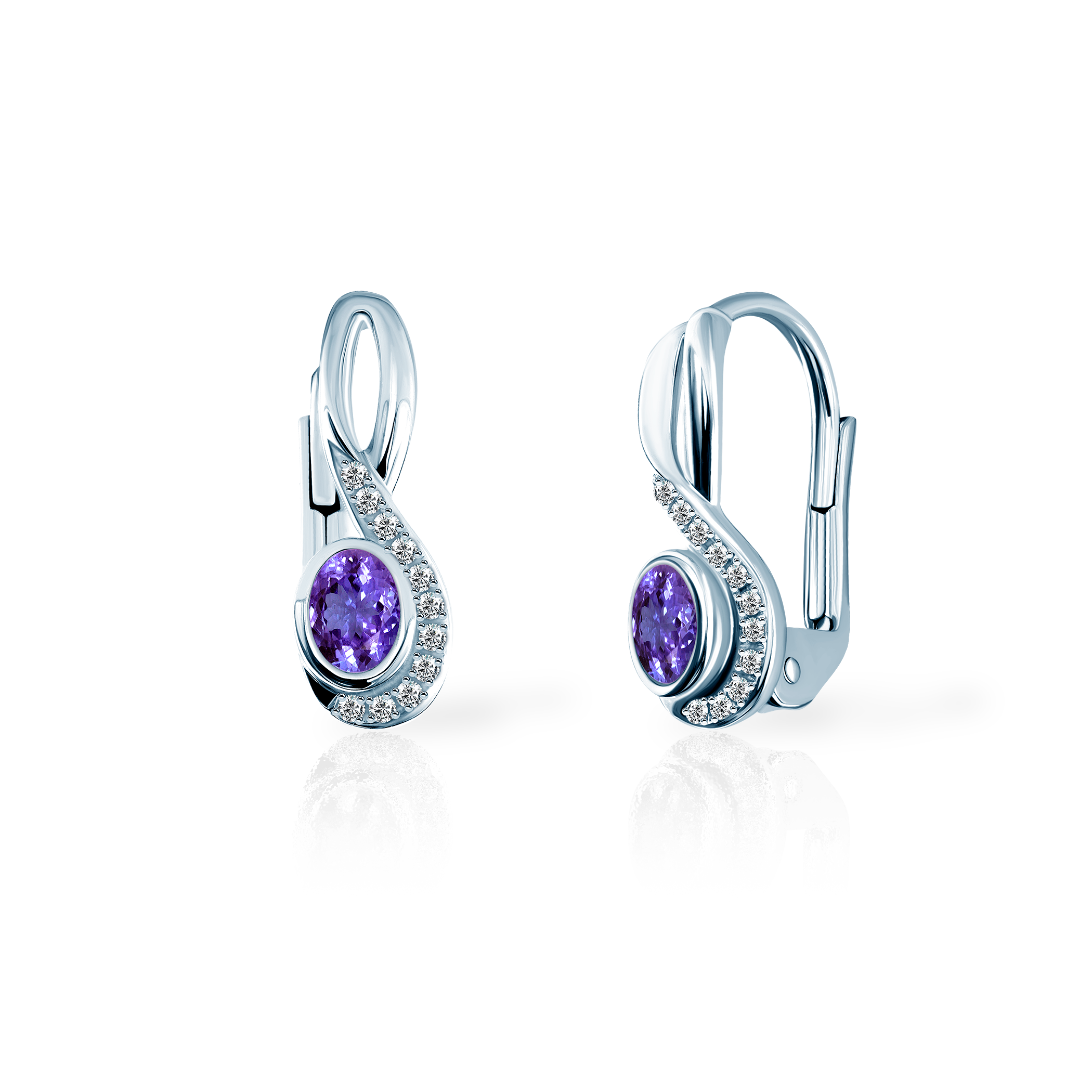 Σκουλαρίκια SAVICKI: λευκός χρυσός, διαμάντια, τανζανίτης