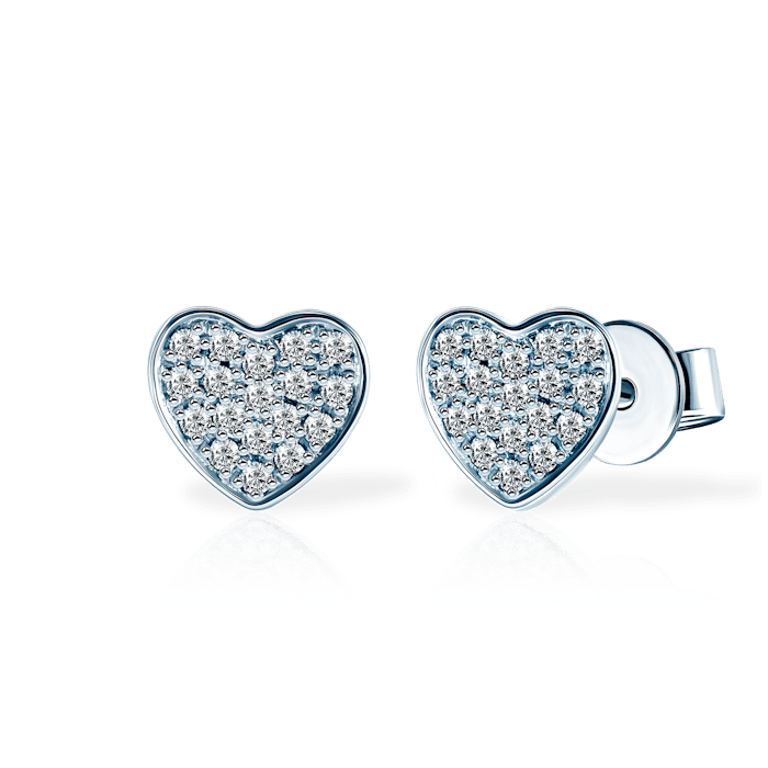 SAVICKI szívecskés fülbevaló: fehérarany és gyémántok