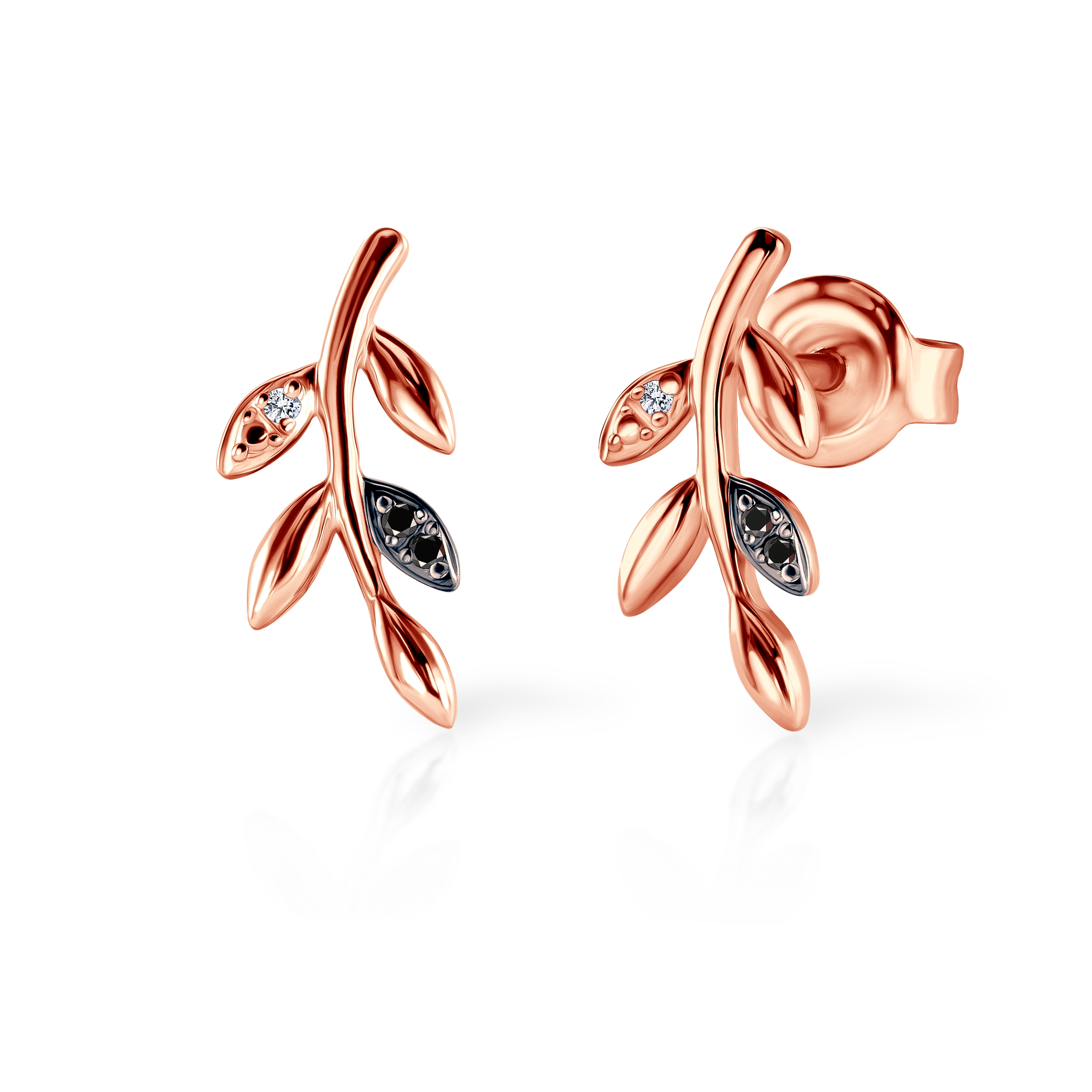 SAVICKI earrings: rose gold, black diamonds